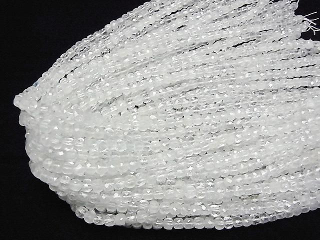 [Video] High Quality! Natural White Topaz AA++ Cube Shape 4x4x4mm half or 1-strand beads (approx. 15inch/37cm)