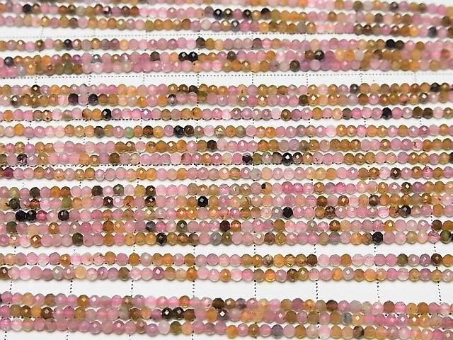 [Video] High Quality! Multicolor Tourmaline AA++ Faceted Round 2mm 1strand beads (approx. 15 inches/37 cm)