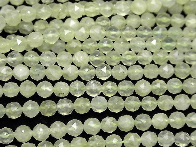 High Quality! Prehnite AAA- Star Faceted Round 6mm 1strand beads (aprx.15inch/37cm)