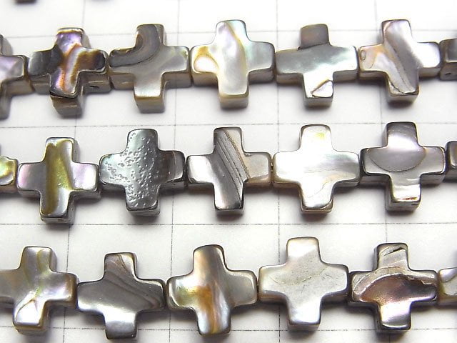 [Video]Abalone Shell Cross 8x8x3mm 1/4 or 1strand beads (aprx.15inch/37cm)