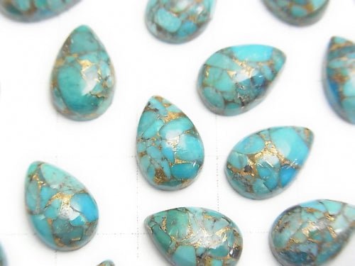 Blue Copper Turquoise AAA Pear shape Cabochon 12x8mm 3pcs