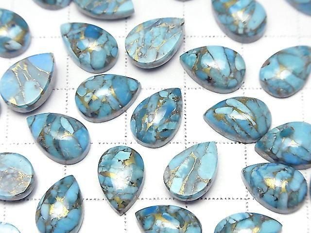 [Video] Blue Copper Turquoise AAA Pear-shaped Cabochon 12x8mm 2pcs