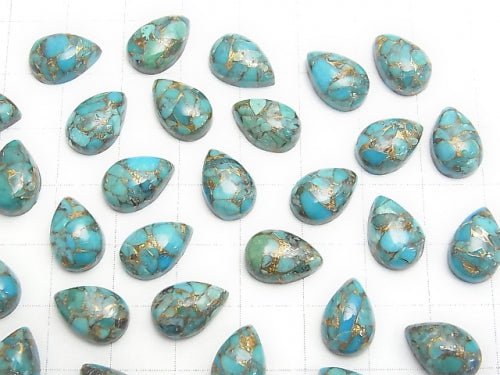 Blue Copper Turquoise AAA Pear shape Cabochon 12x8mm 3pcs