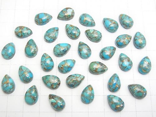 Blue Copper Turquoise AAA Pear shape Cabochon 12x8mm 3pcs