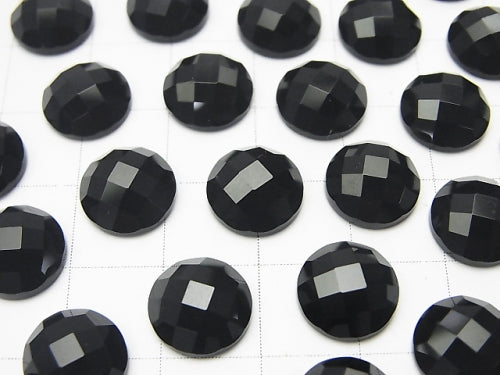Onyx  Round Faceted Cabochon 10x10mm 5pcs $4.79!