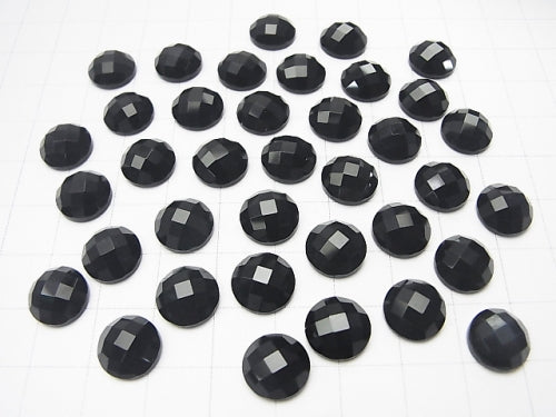 Onyx  Round Faceted Cabochon 10x10mm 5pcs $4.79!