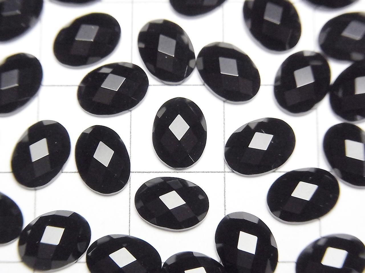 Cabochon ovale facetté en onyx 8x6mm 5 pièces