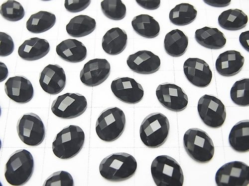 Onyx  Oval  Faceted Cabochon 8x6mm 5pcs