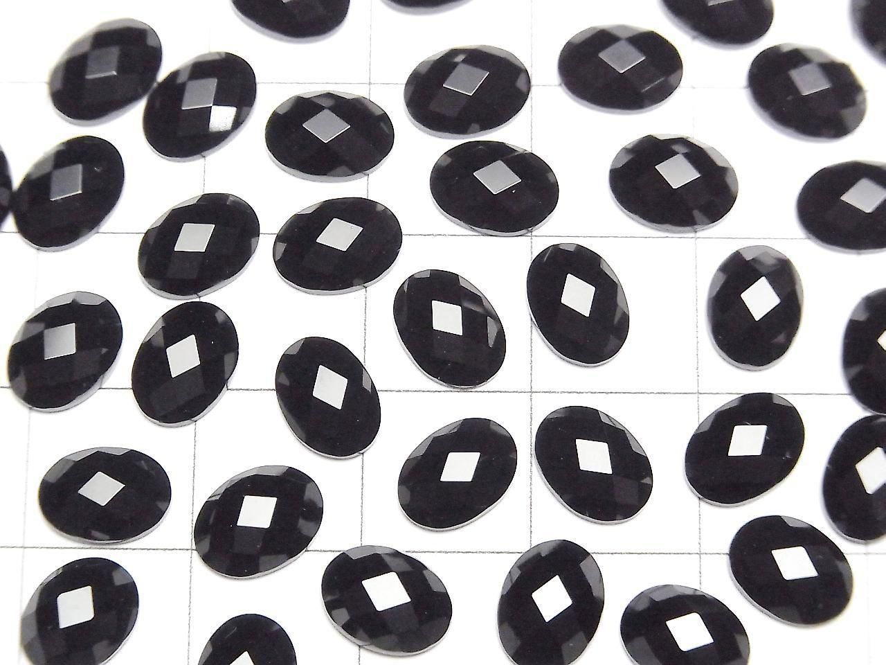 Cabochon ovale facetté en onyx 8x6mm 5 pièces