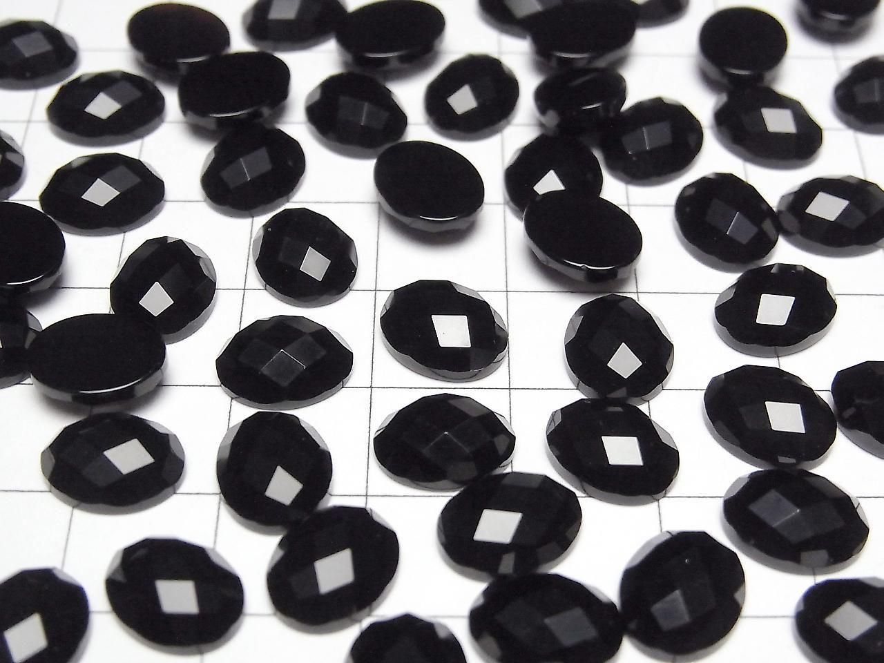 Onyx ovale facetté cabochon 10x8mm 5pcs