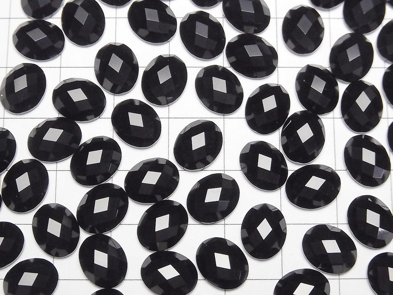 Onyx ovale facetté cabochon 10x8mm 5pcs