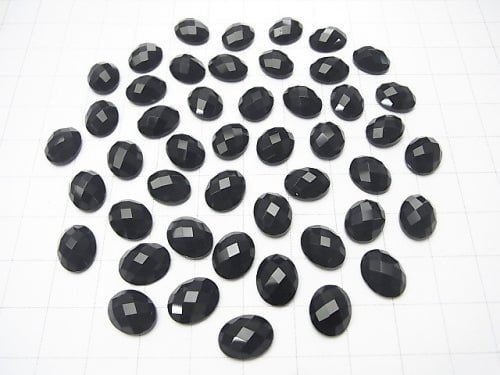 Onyx  Oval  Faceted Cabochon 10x8mm 5pcs