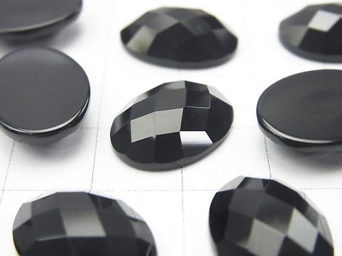 Onyx  Oval Faceted Cabochon 16x12mm 4pcs $5.79!