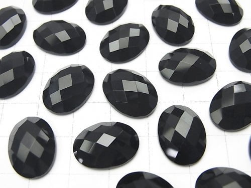 Onyx  Oval Faceted Cabochon 16x12mm 4pcs $5.79!