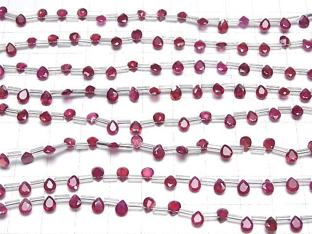 [Video]High Quality Ruby AAA Pear shape Faceted 5x4mm 1strand (18pcs )