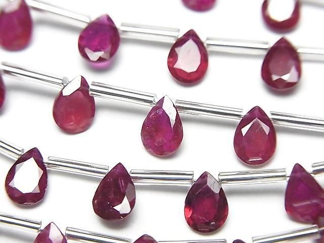 [Video] High Quality Ruby AAA- Pear Shape Faceted 7x5mm 1 Strand (8pcs)
