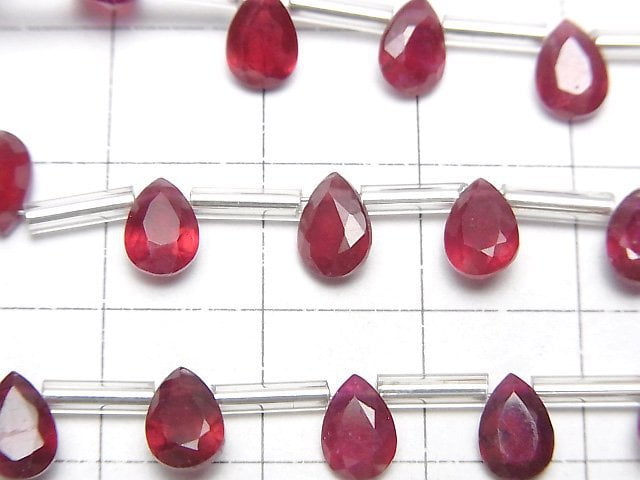 [Video]High Quality Ruby AAA Pear shape Faceted 7x5mm 1strand (8pcs )