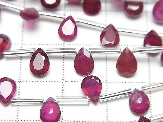 [Video] High Quality Ruby AAA- Pear Shape Faceted 7x5mm 1 Strand (8pcs)