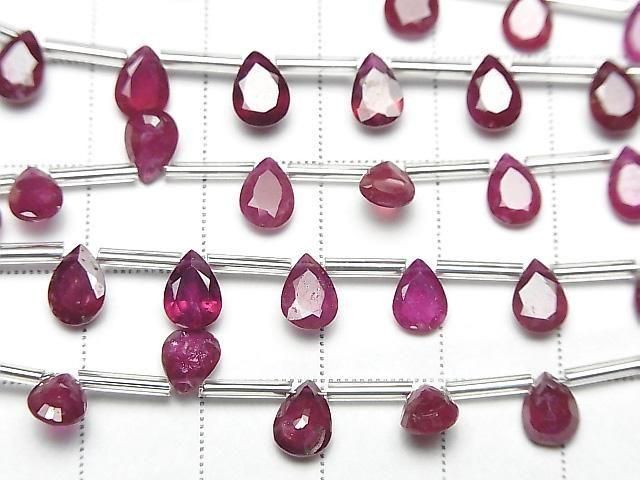 [Video] High Quality Ruby AAA- Pear Shape Faceted 7x5mm 1 Strand (8pcs)