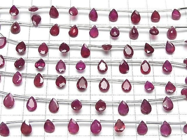 [Video] High Quality Ruby AAA- Pear Shape Faceted 7x5mm 1 Strand (8pcs)