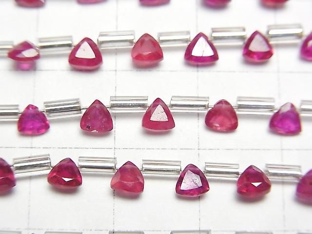 [Video]High Quality Ruby AAA Triangle Faceted 4x4mm 1strand (18pcs )