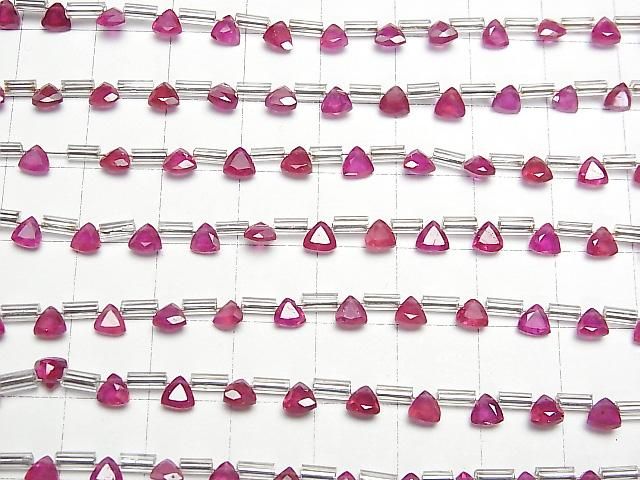 [Video]High Quality Ruby AAA Triangle Faceted 4x4mm 1strand (18pcs )