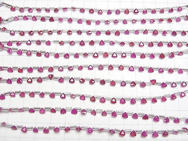 [Video] High Quality Ruby AAA Triangle Faceted 4x4mm 1strand (18pcs)