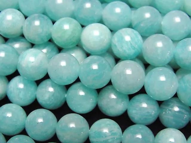[Video] Brazilian Amazonite AA+ Round 8.5mm 1-strand beads (approx. 15 inches/37 cm)