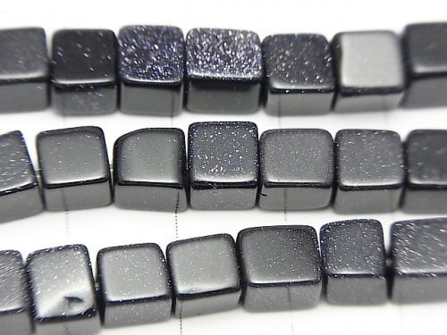 1strand $6.79! Blue Gold Stone Cube 6x6x6mm 1strand beads (aprx.15inch / 37cm)