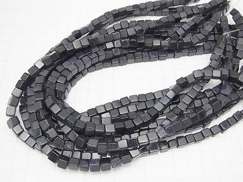 1strand $6.79! Blue Gold Stone Cube 6x6x6mm 1strand beads (aprx.15inch / 37cm)