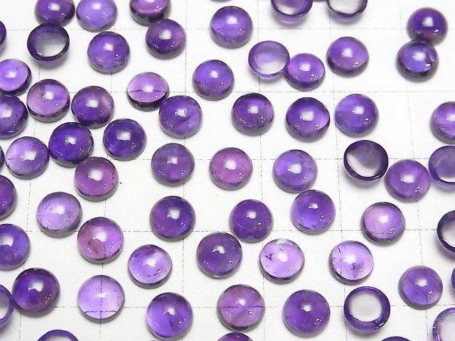 [Video] High Quality Zambia Amethyst AAA-Round Cabochon 6mm 5pcs