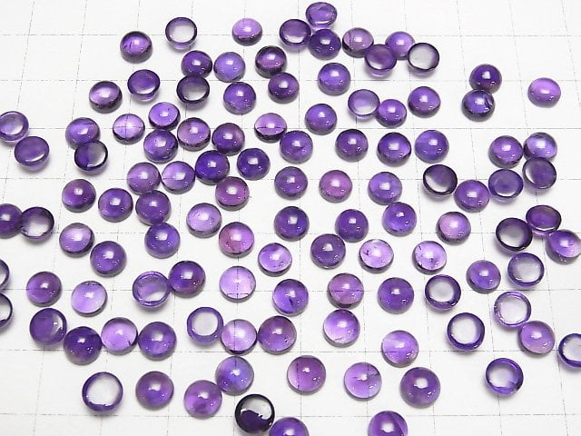 [Video] High Quality Zambia Amethyst AAA-Round Cabochon 6mm 5pcs