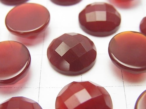 Red Agate Round Faceted Cabochon 12x12mm 5pcs