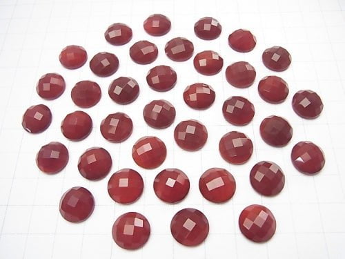 Red Agate Round Faceted Cabochon 12x12mm 5pcs