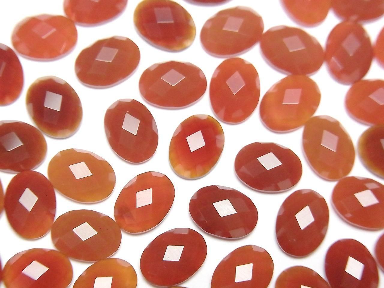 Red Agate Oval Faceted Cabochon 8x6mm 4pcs