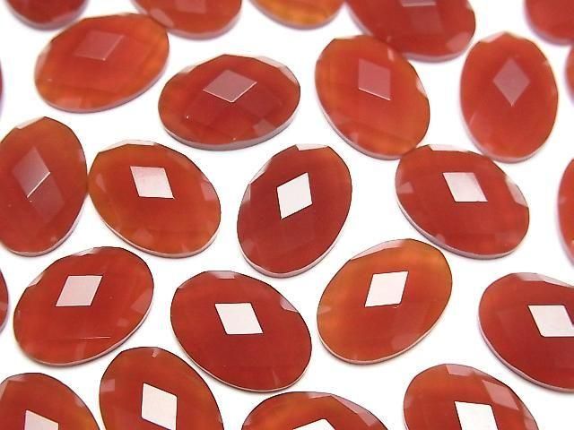Red Agate Oval Faceted Cabochon 14x10mm 3pcs