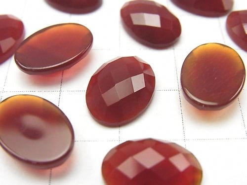 [Video] Red Agate Oval Faceted Cabochon 14x10mm 5pcs
