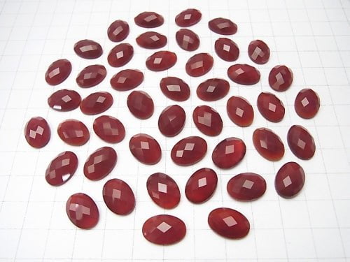 [Video] Red Agate Oval Faceted Cabochon 14x10mm 5pcs