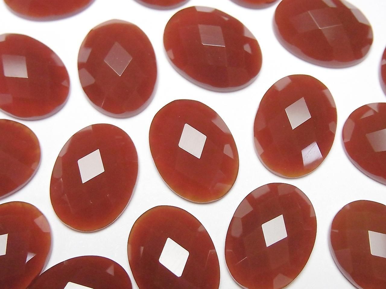 Red Agate Oval Faceted Cabochon 16x12mm 3pcs