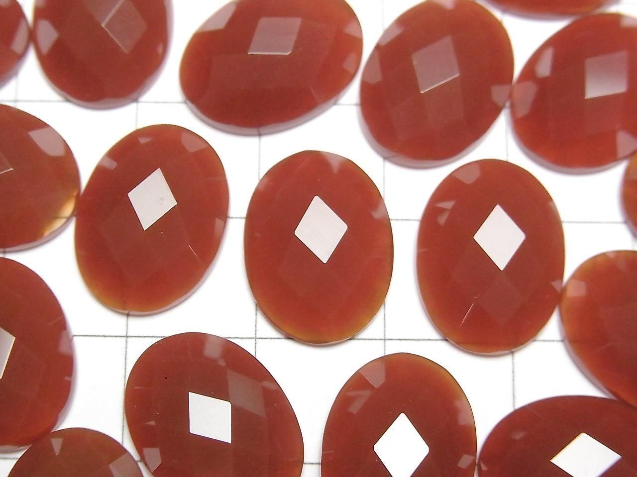Red Agate Oval Faceted Cabochon 16x12mm 3pcs