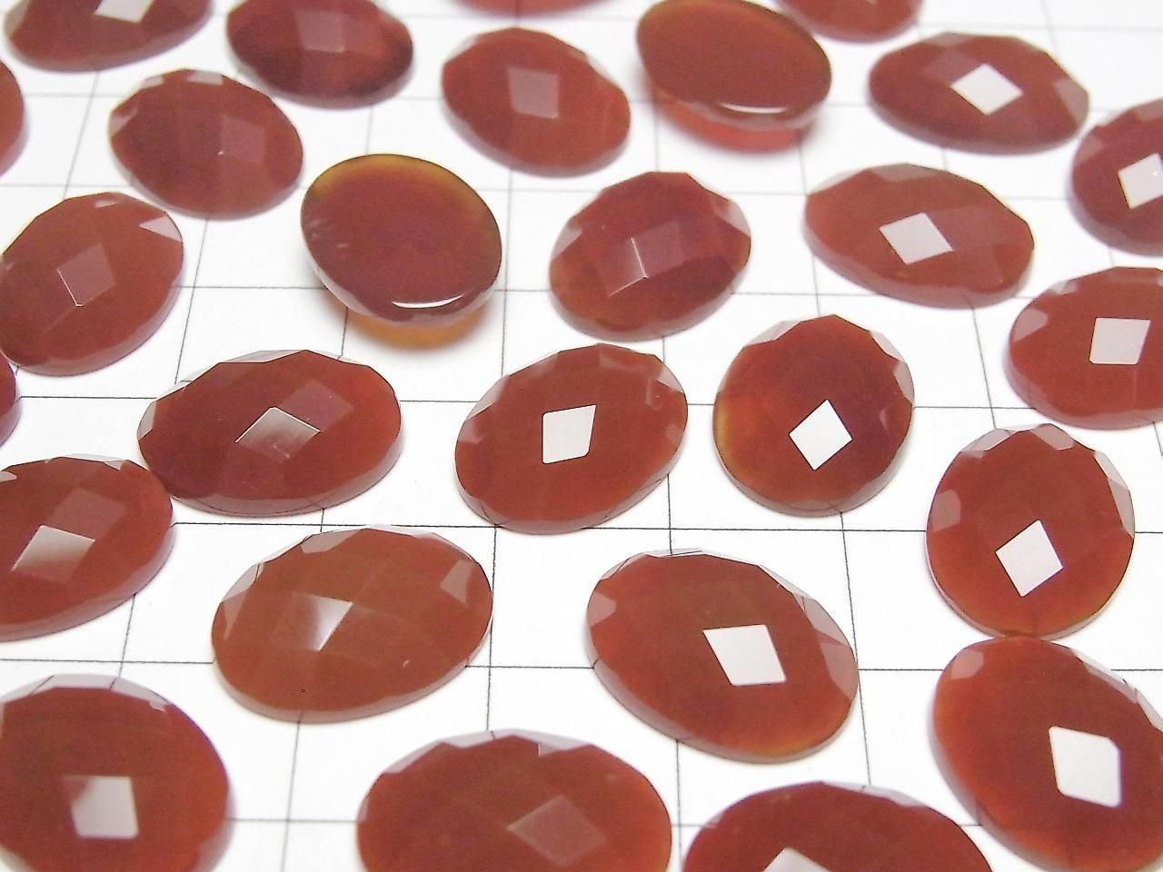 Cabochon ovale facetté en Agate rouge 16x12mm 4 pcs 5,79 $ !