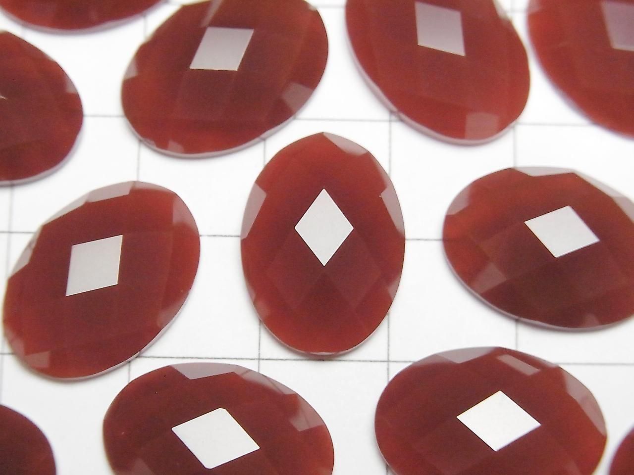 Red Agate Oval Faceted Cabochon 18x13mm 2pcs