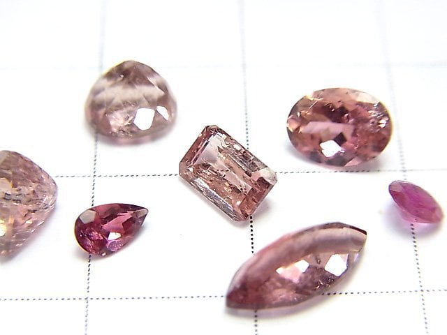 [Video] [One of a kind] High Quality Pink Tourmaline AAA Undrilled Faceted 7pcs Set NO.58