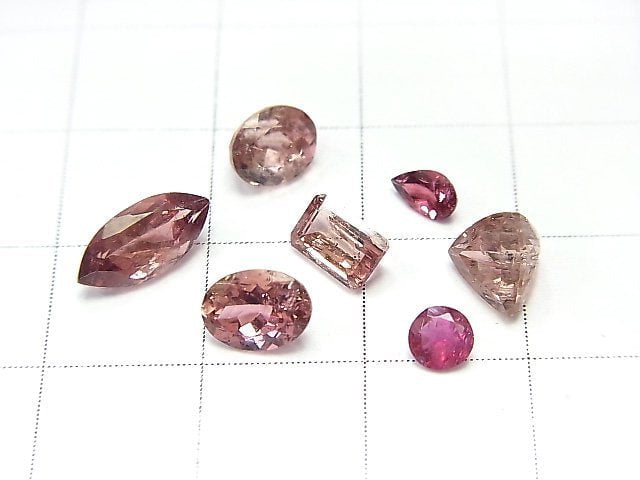 [Video] [One of a kind] High Quality Pink Tourmaline AAA Undrilled Faceted 7pcs Set NO.58