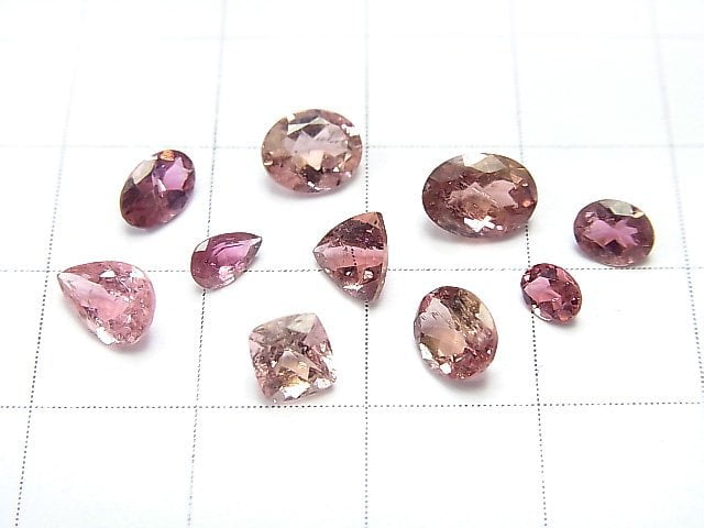 [Video] [One of a kind] High Quality Pink Tourmaline AAA Undrilled Faceted 10pcs Set NO.64