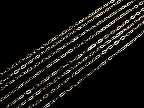 [Video][18K Yellow Gold]Flat Cable Chain 1mm [40cm][45cm]Necklace 1pc