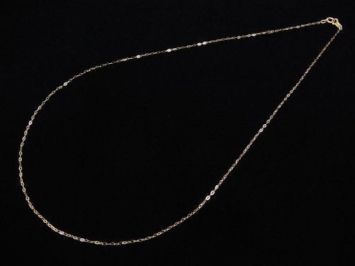 [Video][18K Yellow Gold]Flat Cable Chain 1mm [40cm][45cm]Necklace 1pc