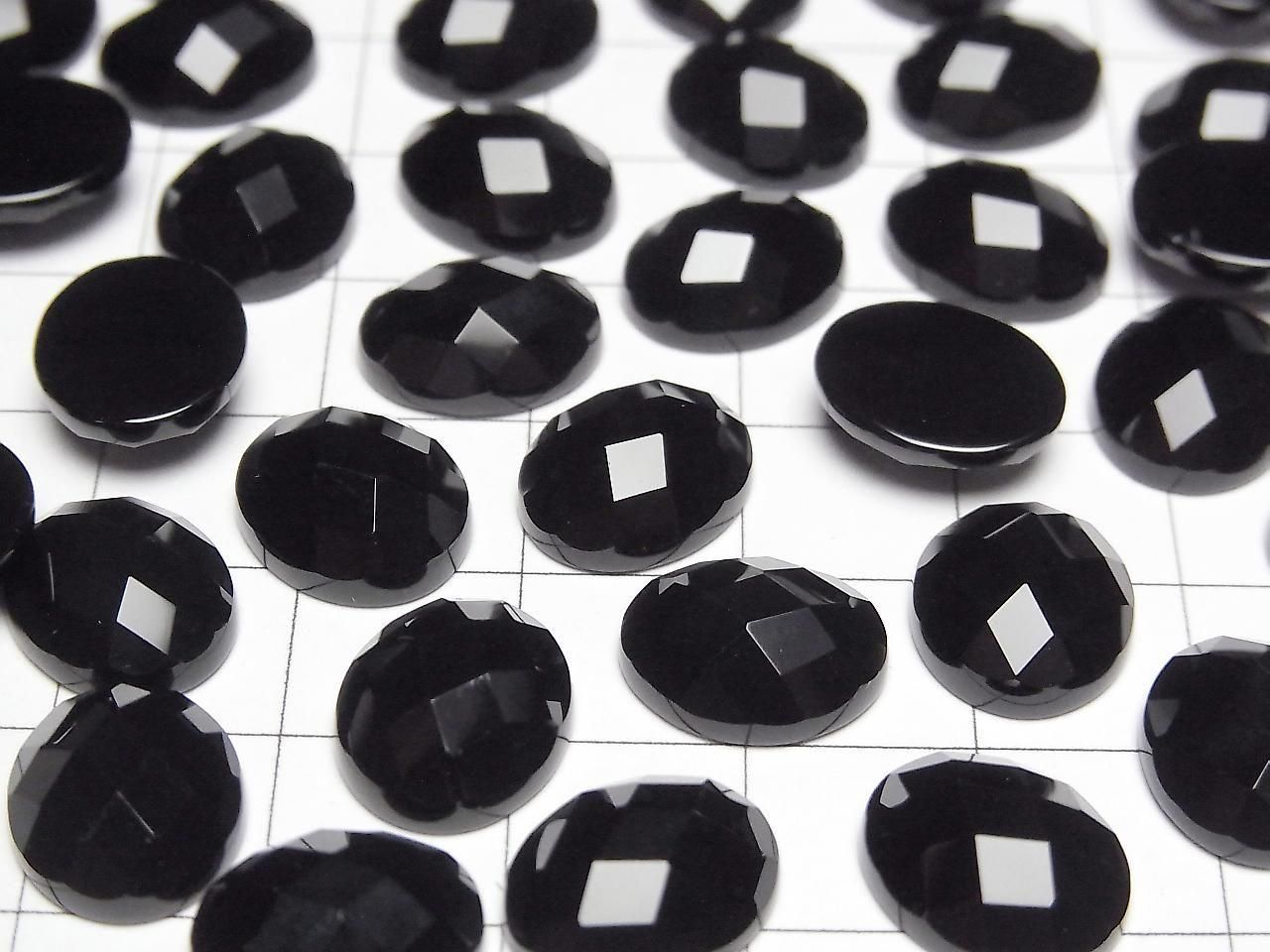 Onyx Ovale Facetté Cabochon 12x10mm 5pcs