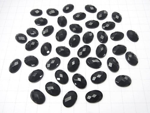 Onyx  Oval Faceted Cabochon 14x10mm 4pcs $4.79!