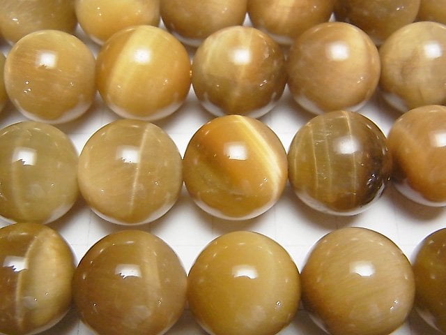 [Video] Golden Tiger's Eye AA++ Round 16mm half or 1strand beads (aprx.15inch / 37cm)